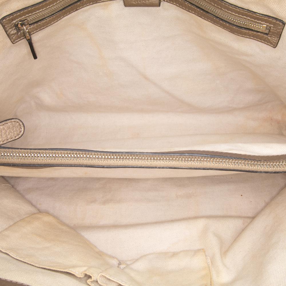 Gucci B Gucci Gold Calf Leather Metallic Grained Bella Tote Italy