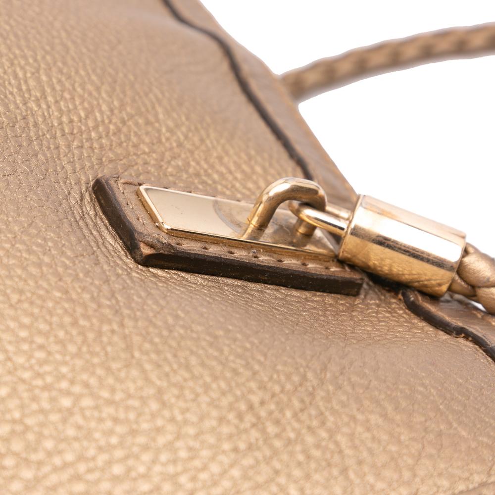 Gucci B Gucci Gold Calf Leather Metallic Grained Bella Tote Italy