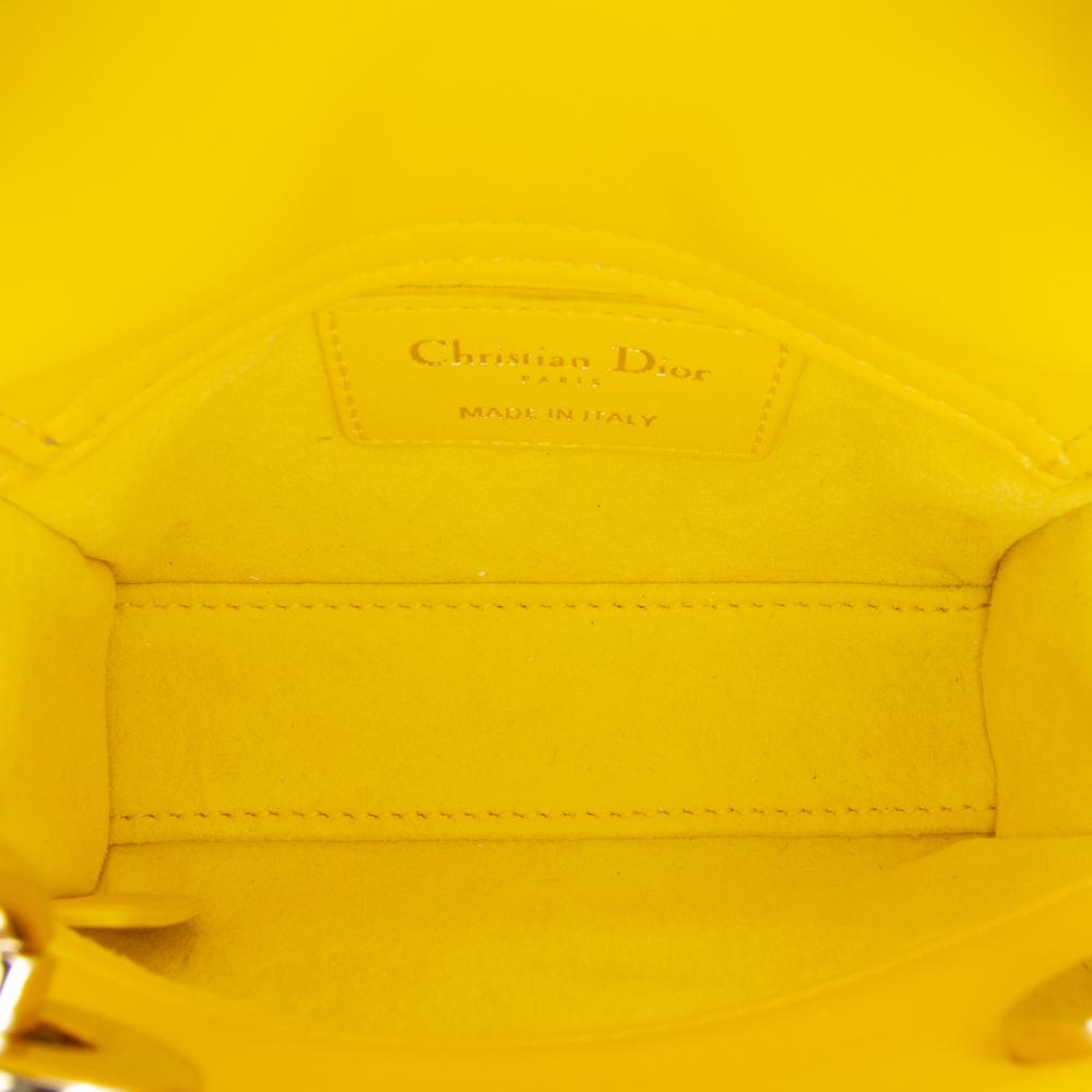 Christian Dior AB Dior Yellow Lambskin Leather Leather Micro Lambskin Cannage Lady Dior Italy