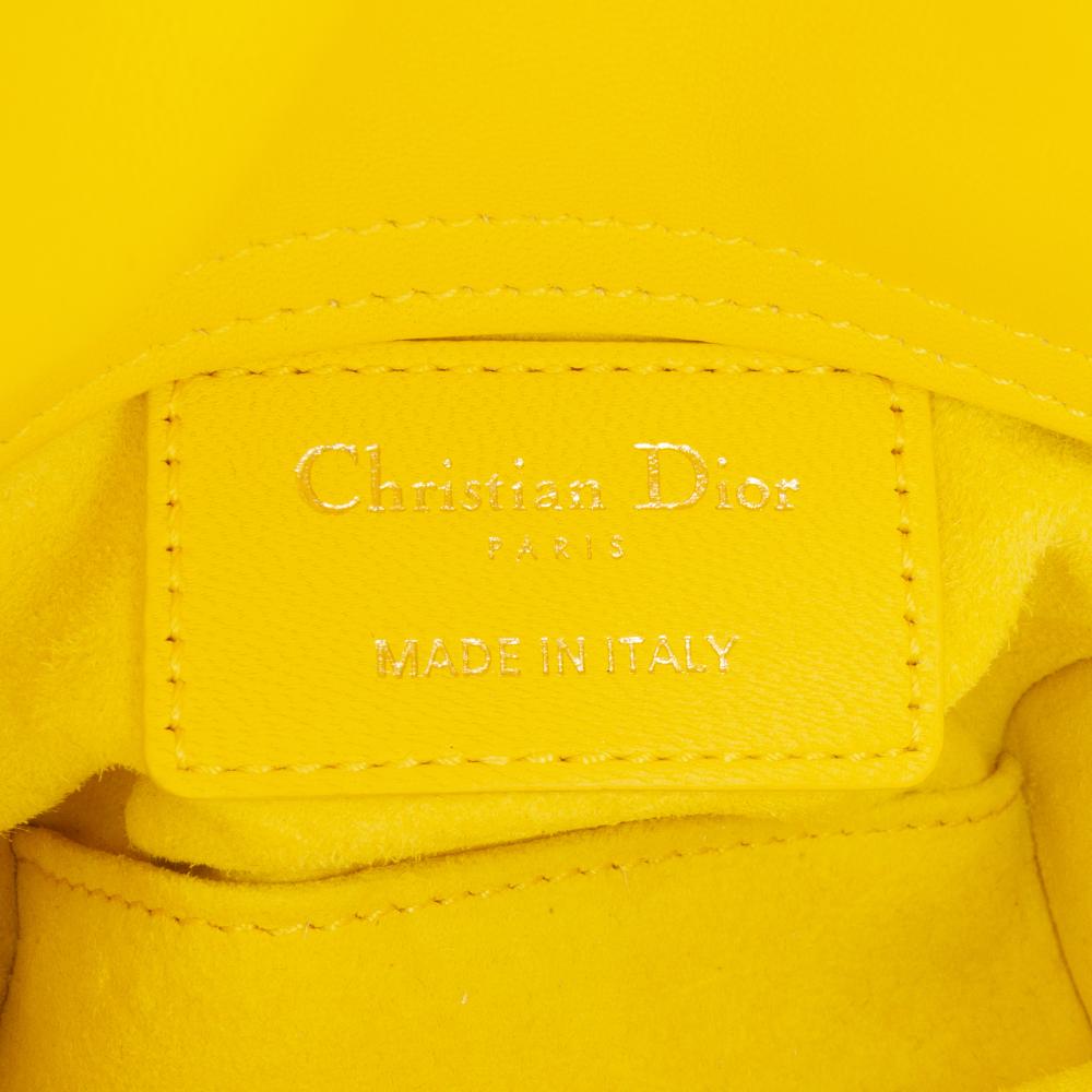 Christian Dior AB Dior Yellow Lambskin Leather Leather Micro Lambskin Cannage Lady Dior Italy
