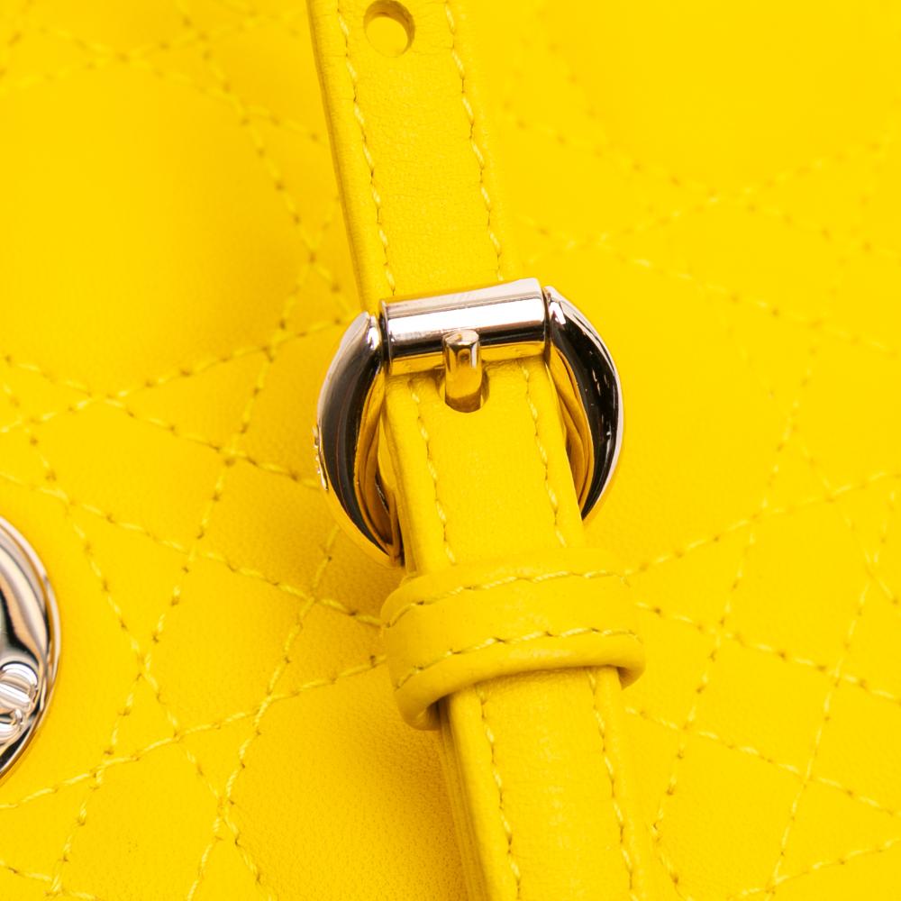 Christian Dior AB Dior Yellow Lambskin Leather Leather Micro Lambskin Cannage Lady Dior Italy