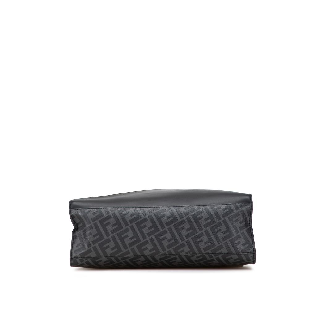 Fendi B Fendi Black Coated Canvas Fabric Zucca Diagonal Shopping Tote Italy