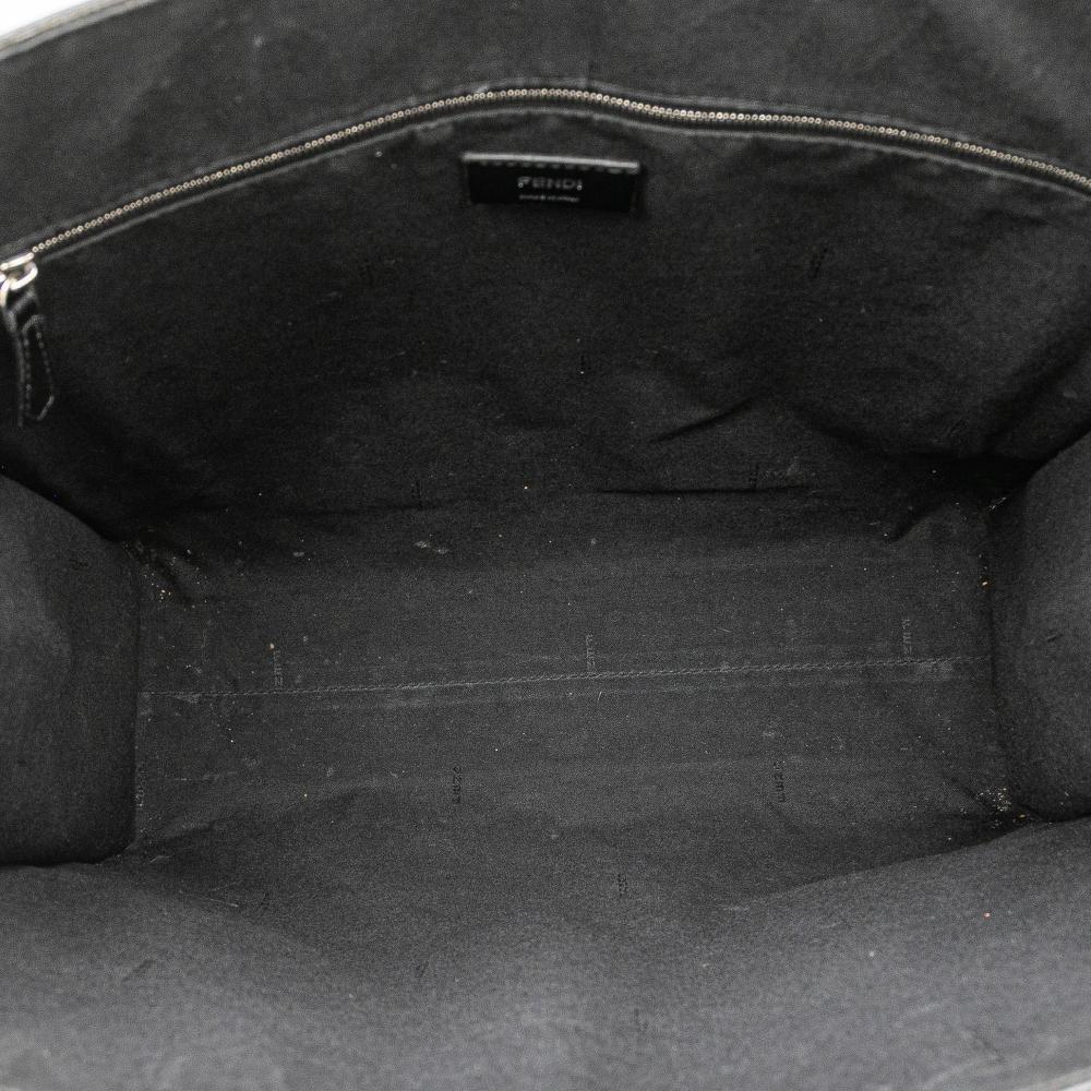 Fendi B Fendi Black Coated Canvas Fabric Zucca Diagonal Shopping Tote Italy