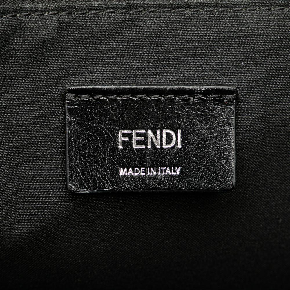 Fendi B Fendi Black Coated Canvas Fabric Zucca Diagonal Shopping Tote Italy