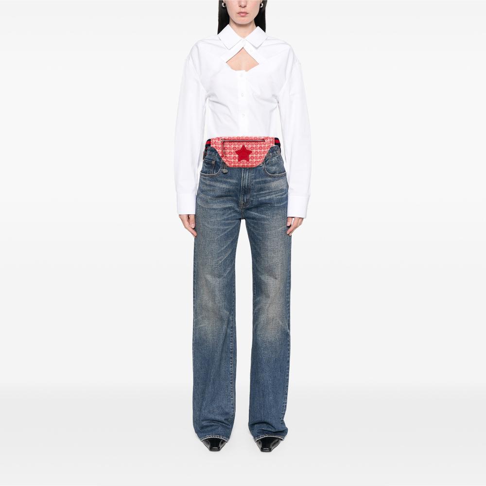 Gucci AB Gucci Red Canvas Fabric Kids GG Supreme Stars Web Belt Bag Italy