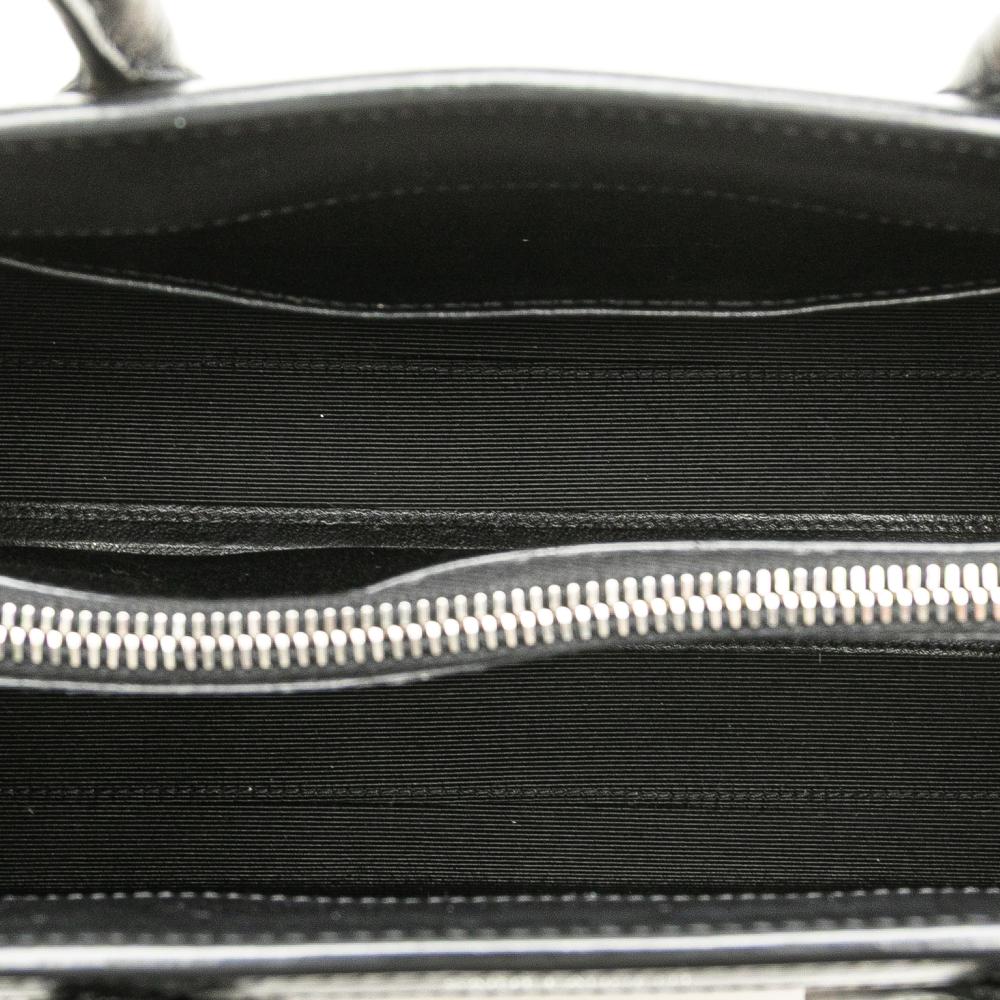 Saint Laurent B Saint Laurent White Ivory with Black Canvas Fabric Baby Sac De Jour Satchel Italy