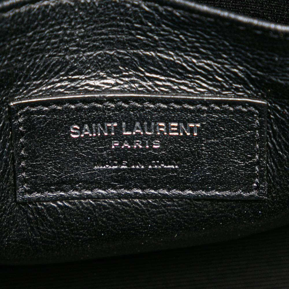 Saint Laurent B Saint Laurent White Ivory with Black Canvas Fabric Baby Sac De Jour Satchel Italy