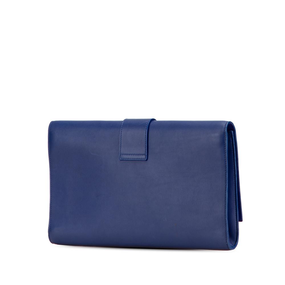 Saint Laurent B Saint Laurent Blue Calf Leather Chyc Ligne Clutch Italy