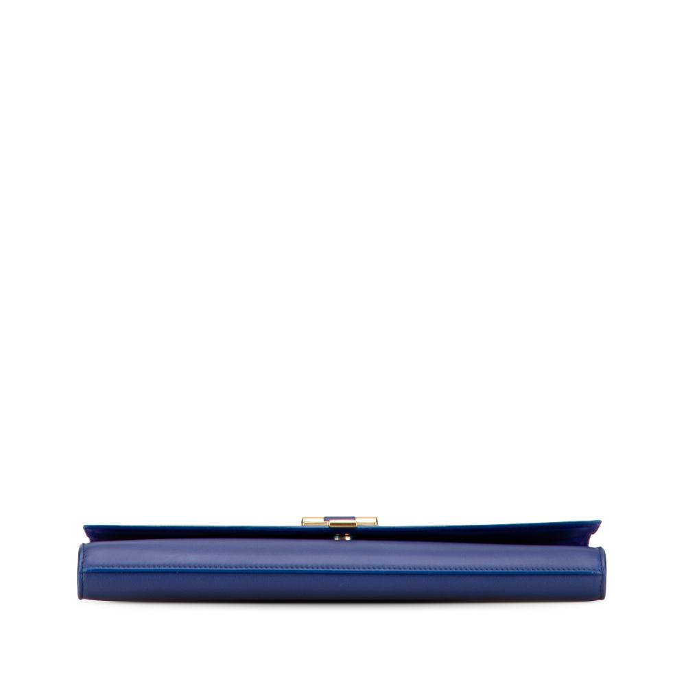 Saint Laurent B Saint Laurent Blue Calf Leather Chyc Ligne Clutch Italy