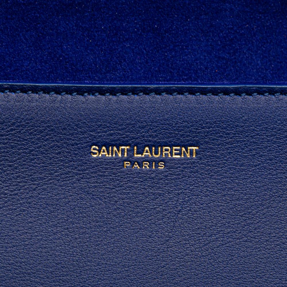Saint Laurent B Saint Laurent Blue Calf Leather Chyc Ligne Clutch Italy
