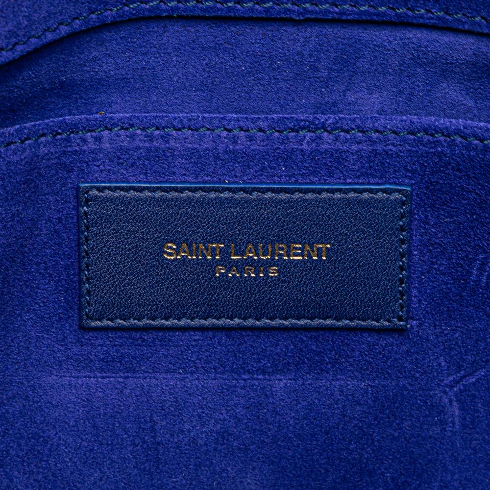 Saint Laurent B Saint Laurent Blue Calf Leather Chyc Ligne Clutch Italy