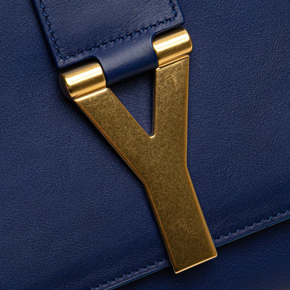 Saint Laurent B Saint Laurent Blue Calf Leather Chyc Ligne Clutch Italy