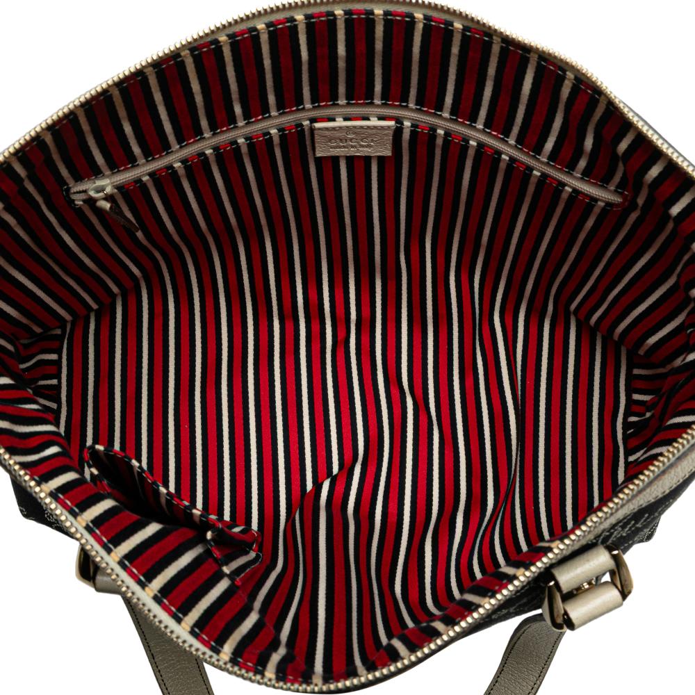 Gucci B Gucci Blue Dark Blue with White Canvas Fabric 85th Anniversary Logo Abbey D Ring Tote Italy