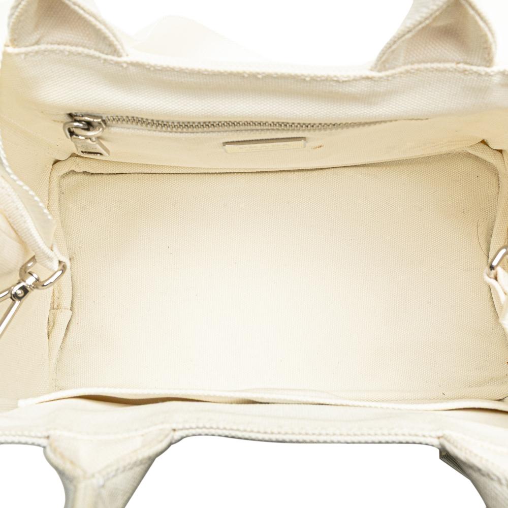 Prada B Prada White Canvas Fabric Small Canapa Floral And Symbols Satchel Italy