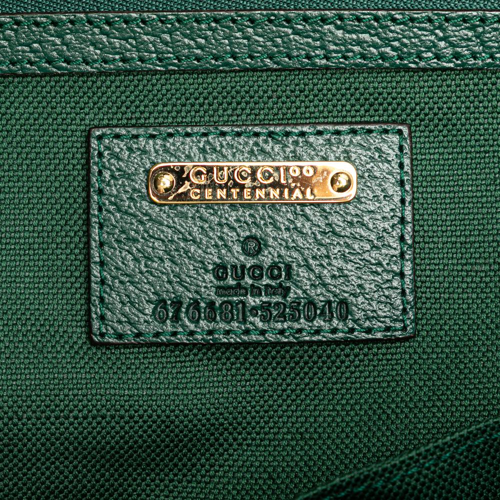 Gucci Brown 100th Anniversary Medium GG Canvas Embroidered Flower Ophidia Tote Italy