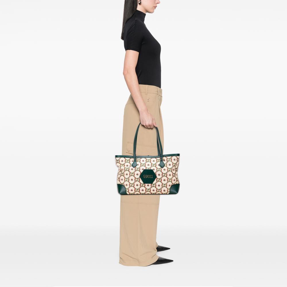 Gucci Brown 100th Anniversary Medium GG Canvas Embroidered Flower Ophidia Tote Italy