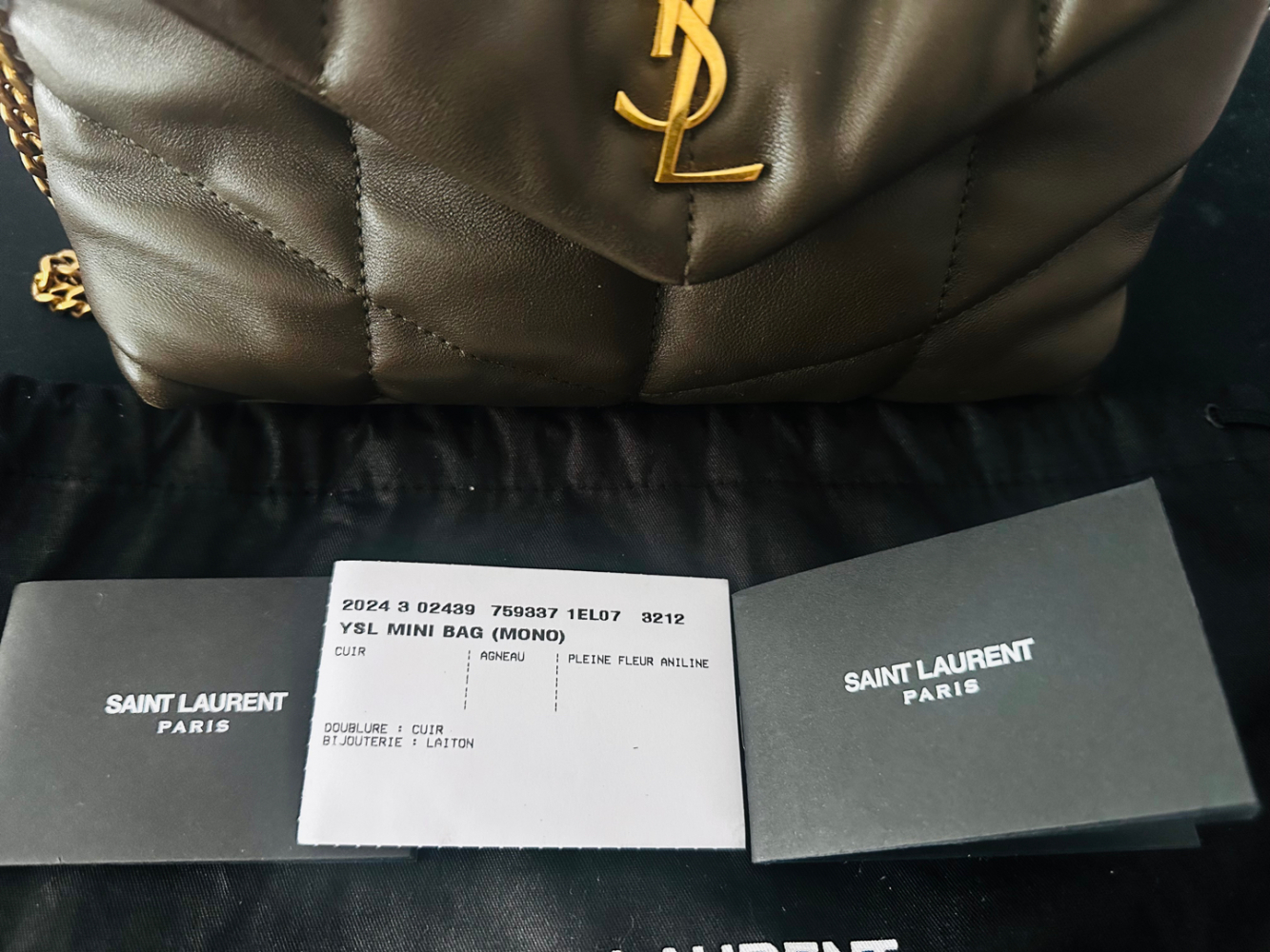 Yves Saint Laurent Ysl mini bag ( mono ) cuir, agneu, pleine fleur aniline