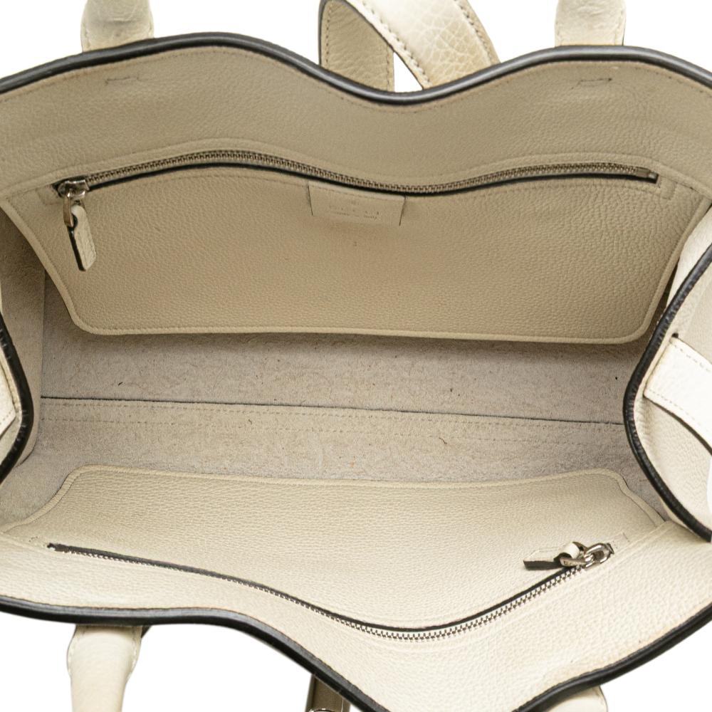 Gucci B Gucci White Calf Leather Small Grained skin Soft Jackie Tote Italy