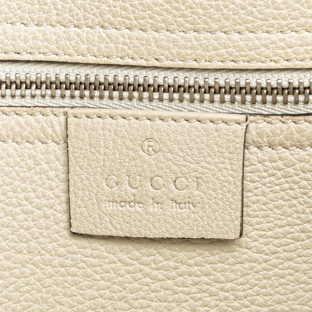 Gucci B Gucci White Calf Leather Small Grained skin Soft Jackie Tote Italy