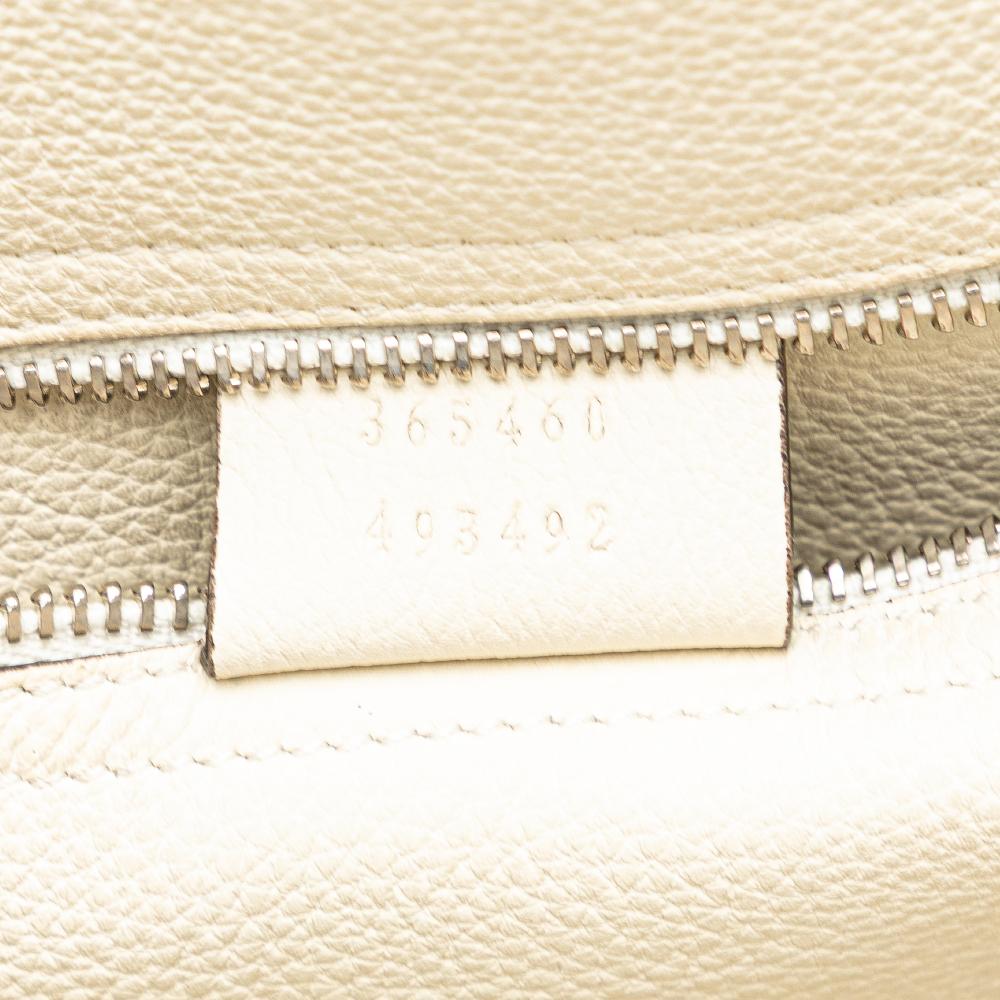 Gucci B Gucci White Calf Leather Small Grained skin Soft Jackie Tote Italy