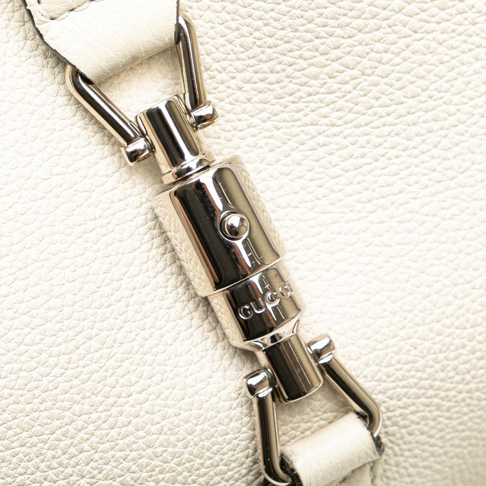 Gucci B Gucci White Calf Leather Small Grained skin Soft Jackie Tote Italy