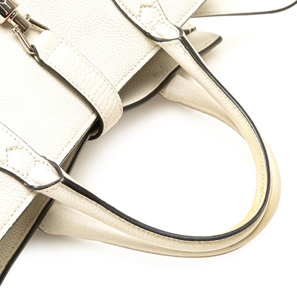Gucci B Gucci White Calf Leather Small Grained skin Soft Jackie Tote Italy