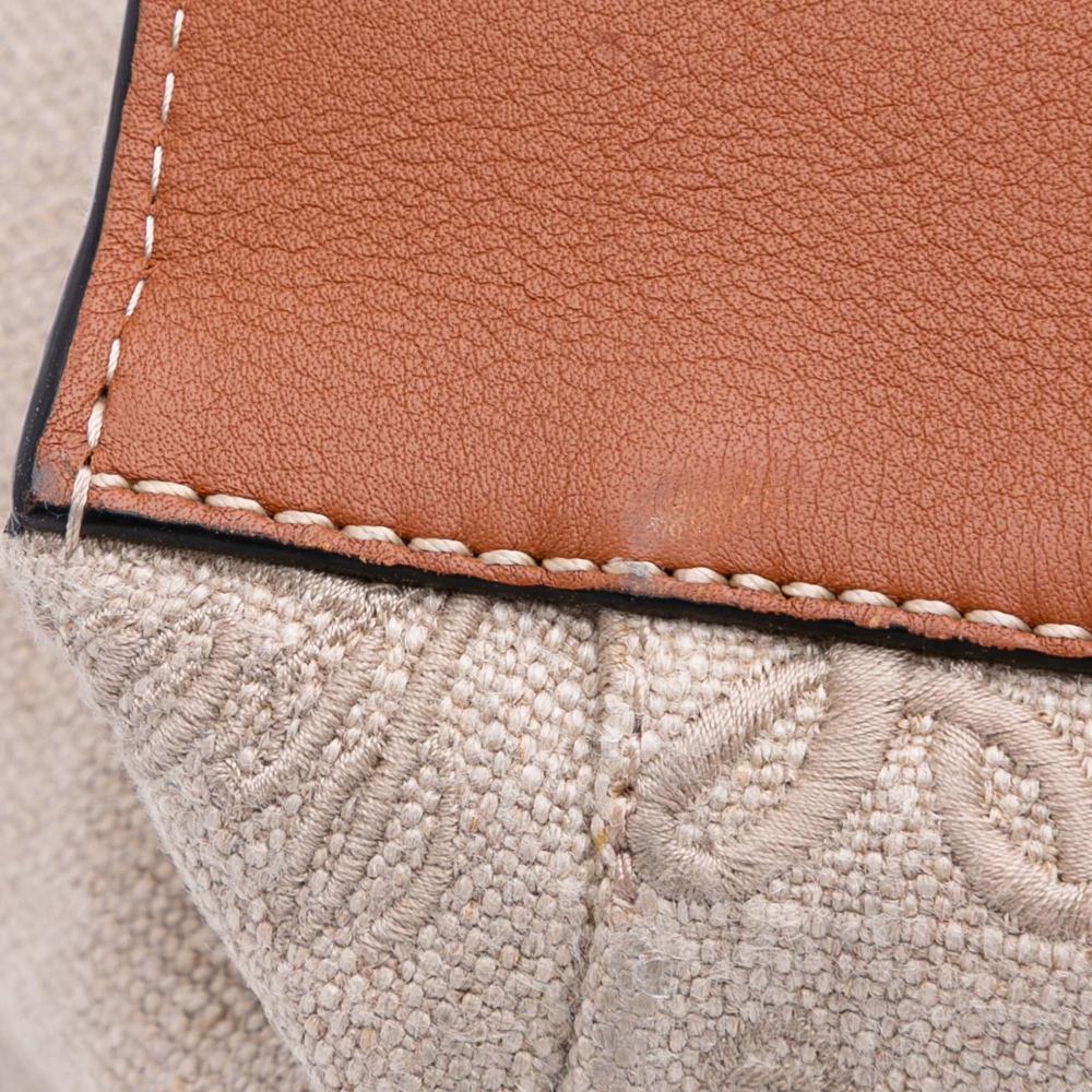 Loewe B LOEWE Brown Light Beige Canvas Fabric Medium Flamenco Knot Tote Spain