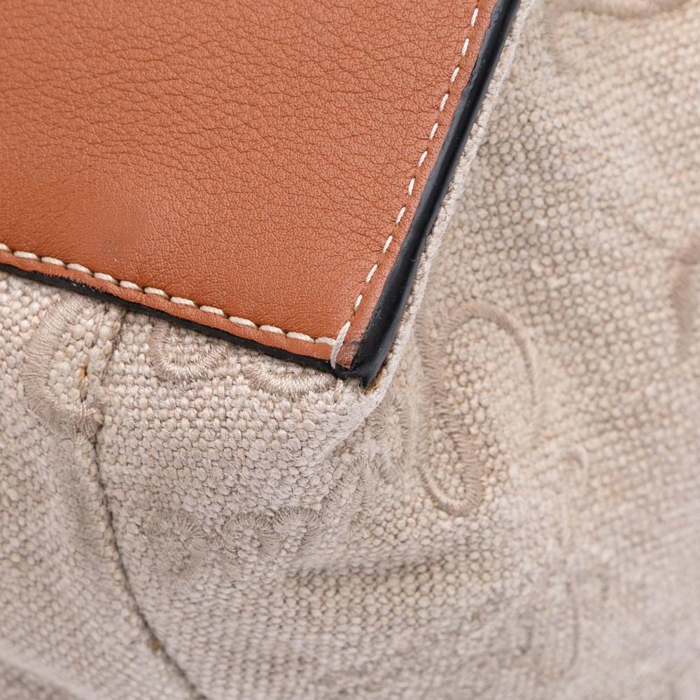 Loewe B LOEWE Brown Light Beige Canvas Fabric Medium Flamenco Knot Tote Spain