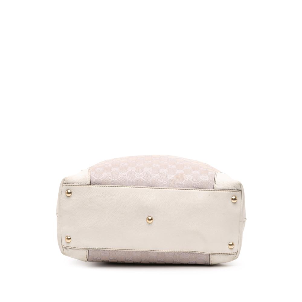 Gucci B Gucci Gray with White Canvas Fabric GG Tote Italy