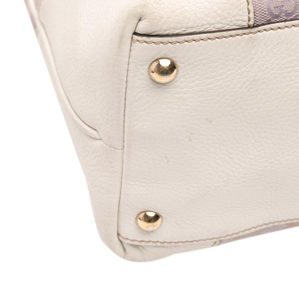 Gucci B Gucci Gray with White Canvas Fabric GG Tote Italy