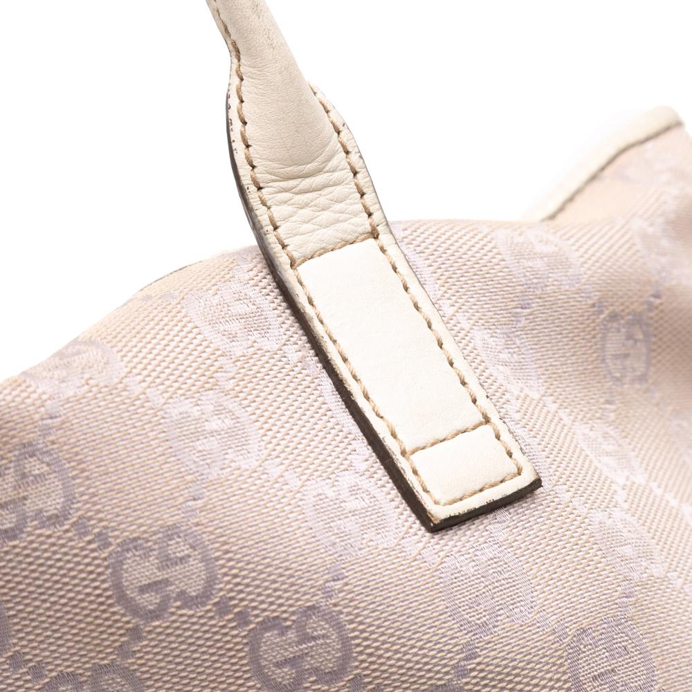 Gucci B Gucci Gray with White Canvas Fabric GG Tote Italy