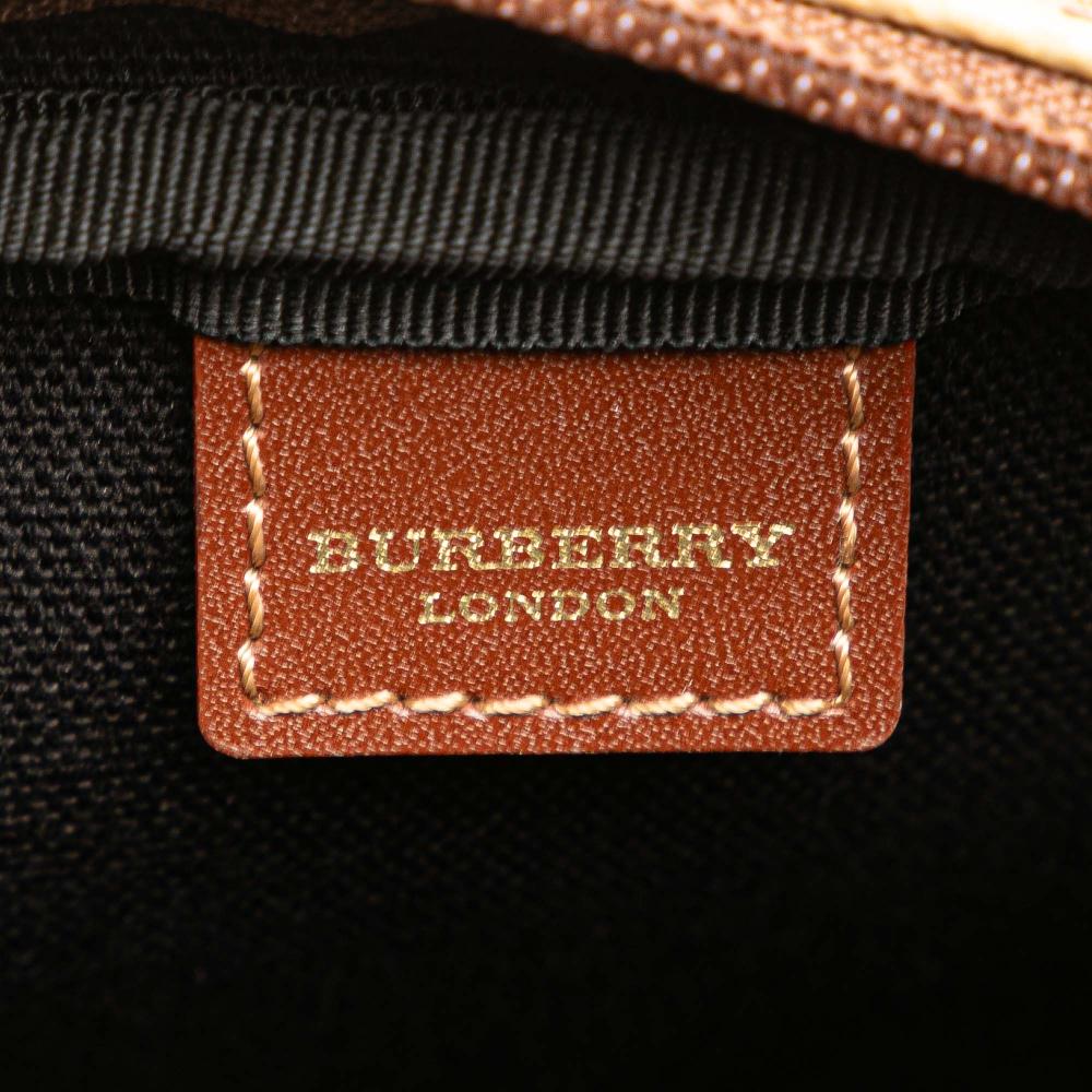 Burberry B Burberry Brown Beige Coated Canvas Fabric Haymarket Check Crossbody Italy
