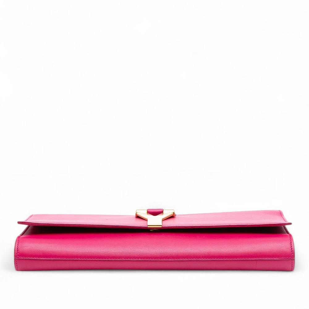 Saint Laurent B Saint Laurent Pink Dark Pink Calf Leather Chyc Ligne Clutch Italy