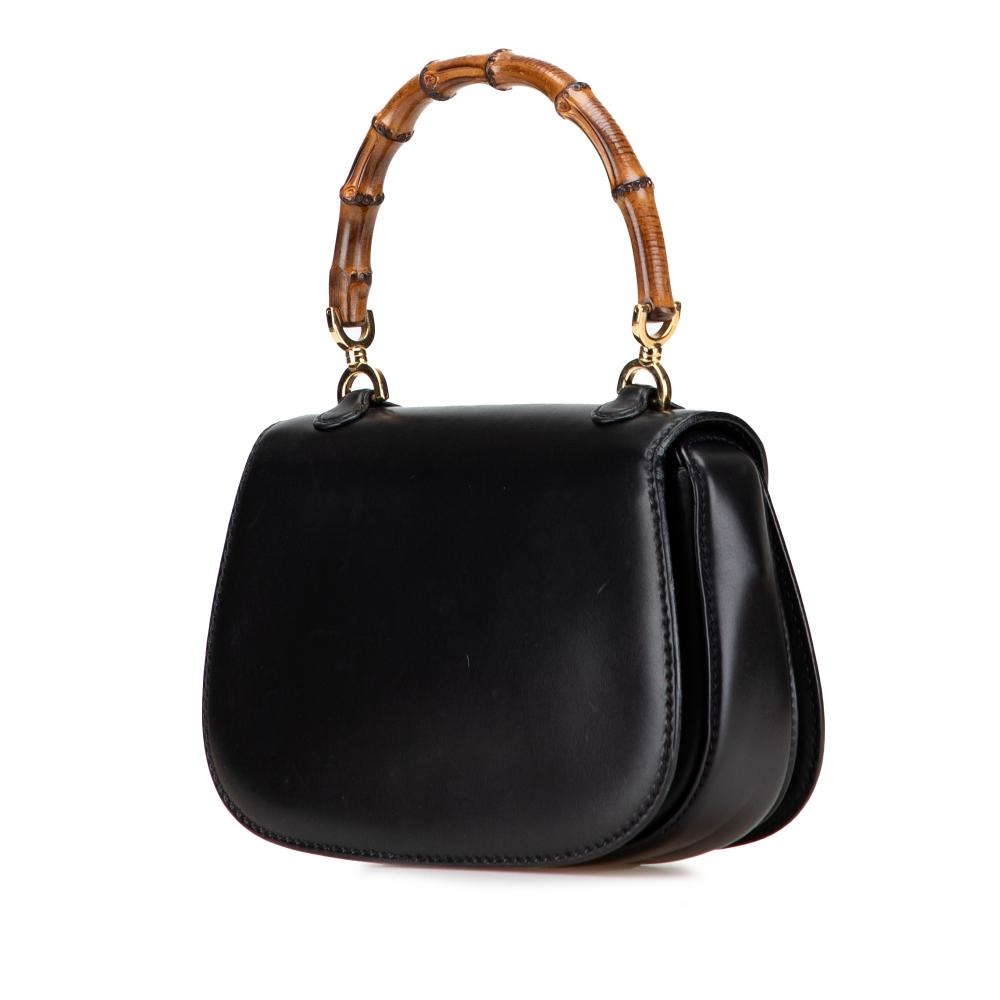 Gucci B Gucci Black Calf Leather skin Bamboo Night Italy