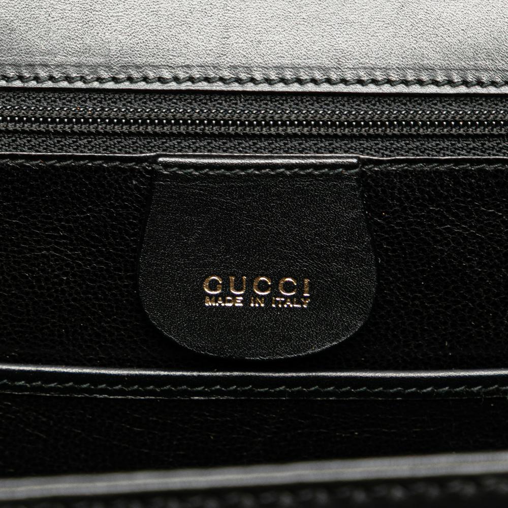 Gucci B Gucci Black Calf Leather skin Bamboo Night Italy