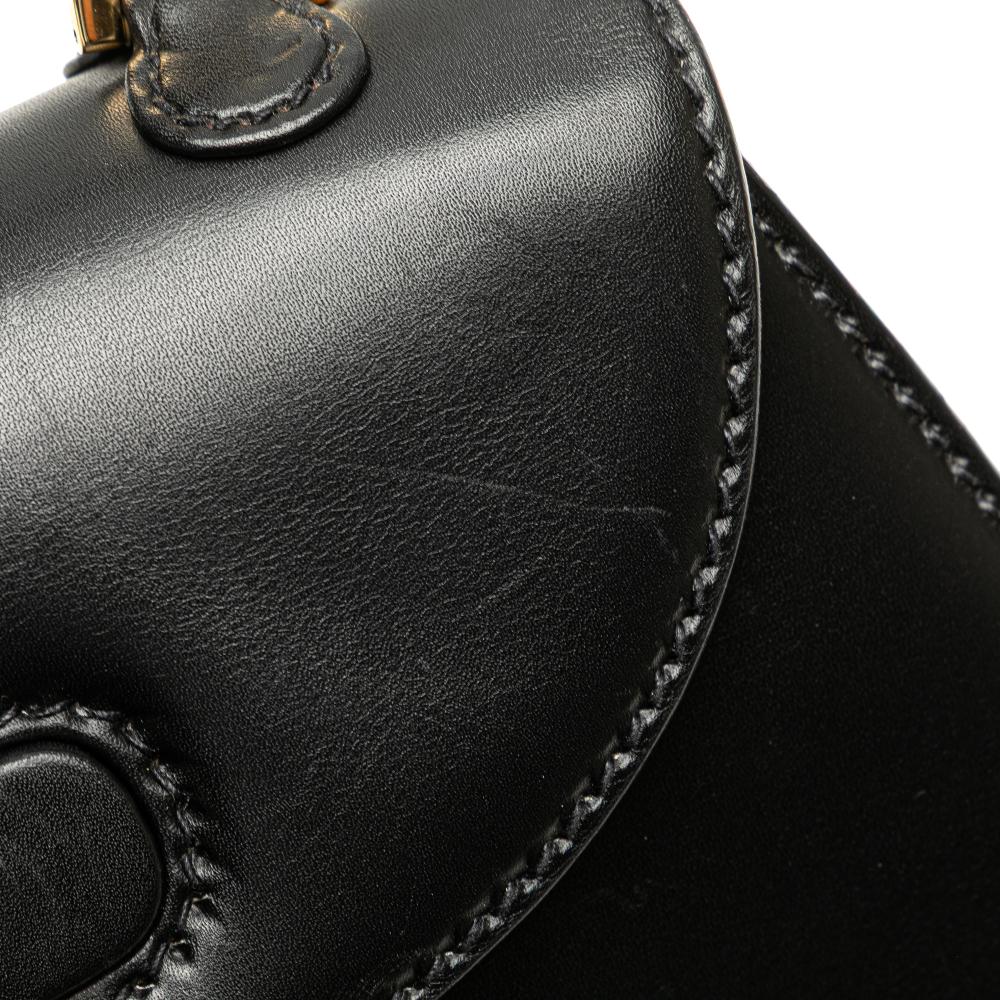 Gucci B Gucci Black Calf Leather skin Bamboo Night Italy