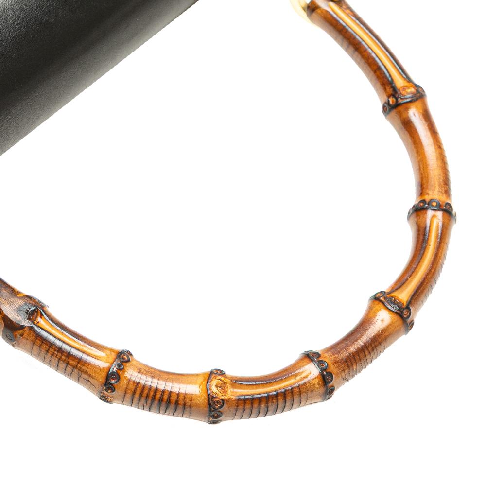 Gucci B Gucci Black Calf Leather skin Bamboo Night Italy