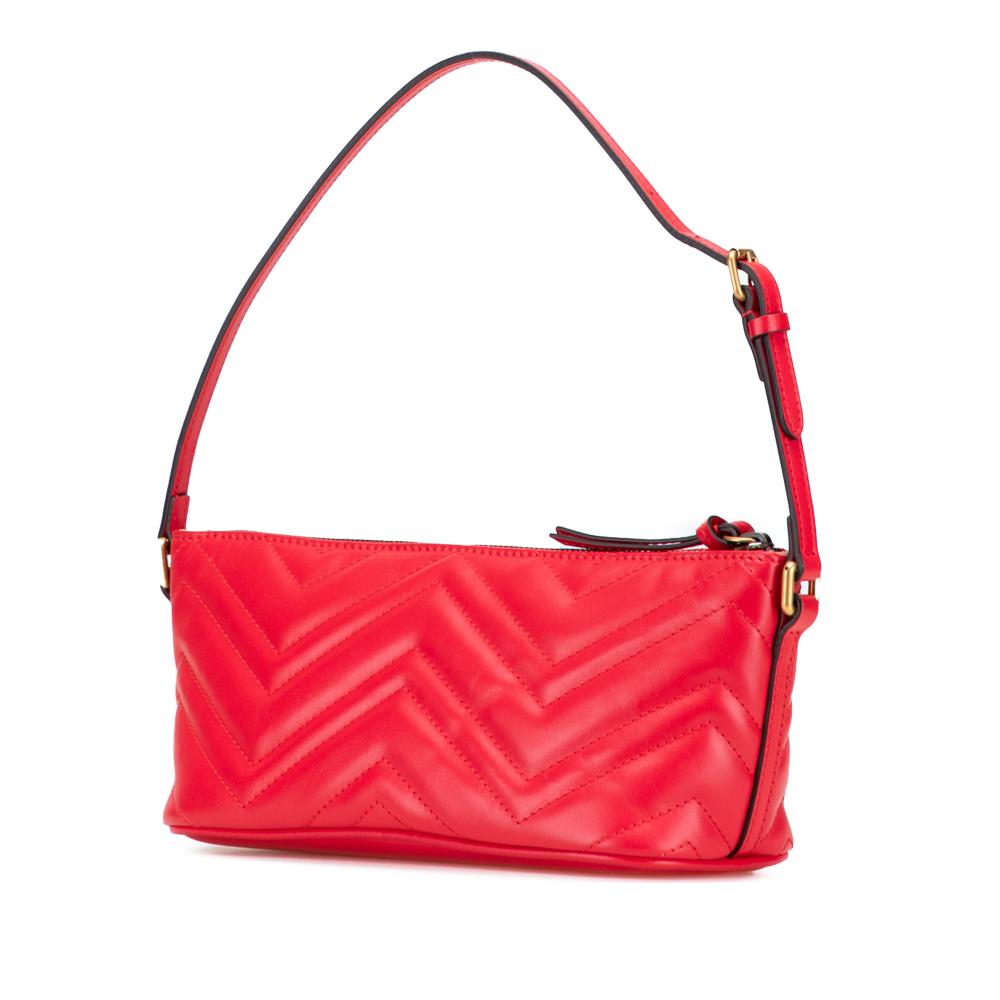 Gucci B Gucci Red Calf Leather GG Marmont Matelasse Shoulder Bag Italy