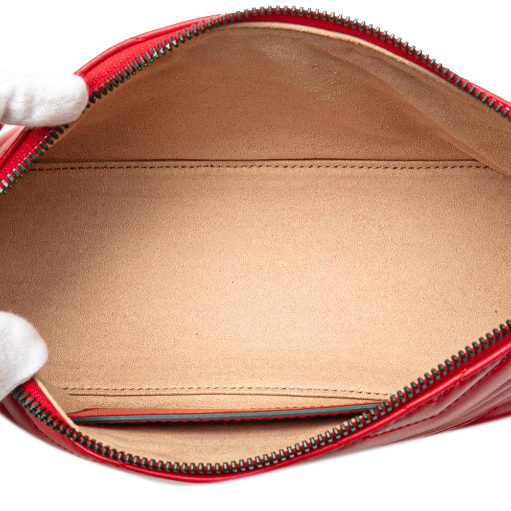 Gucci B Gucci Red Calf Leather GG Marmont Matelasse Shoulder Bag Italy