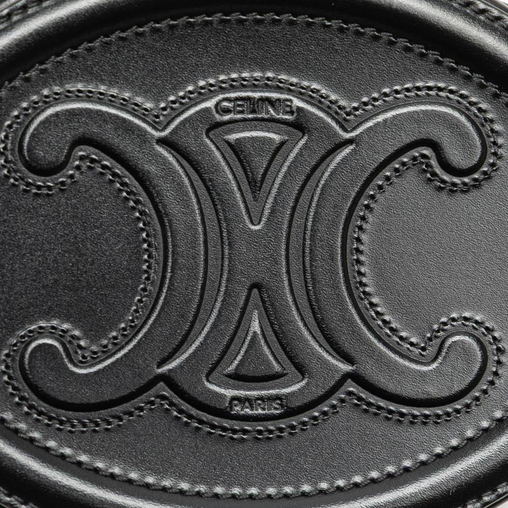 Celine AB Celine Black Calf Leather Small skin Cuir Triomphe Oval Crossbody Italy