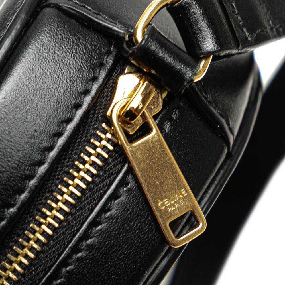 Celine AB Celine Black Calf Leather Small skin Cuir Triomphe Oval Crossbody Italy