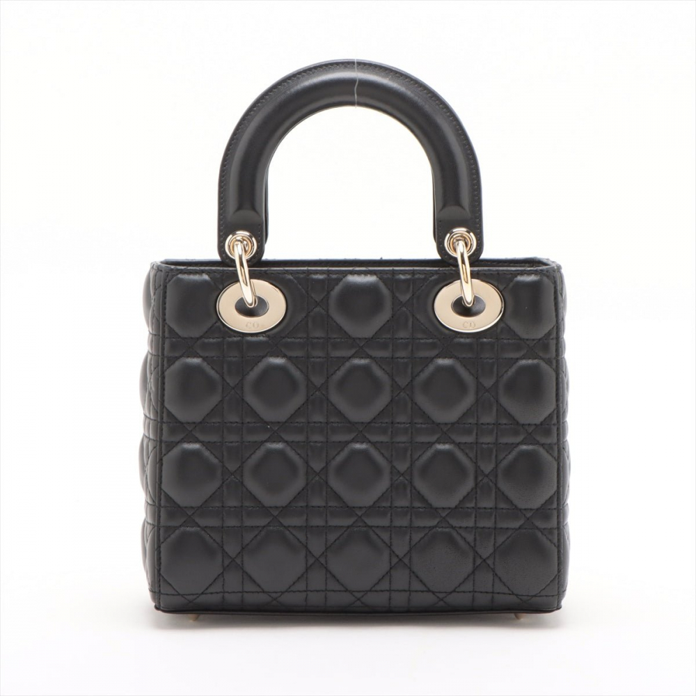 Christian Dior Lady Dior Small My ABCDior Cannage Lambskin Leather 2-Ways Tote Bag Black