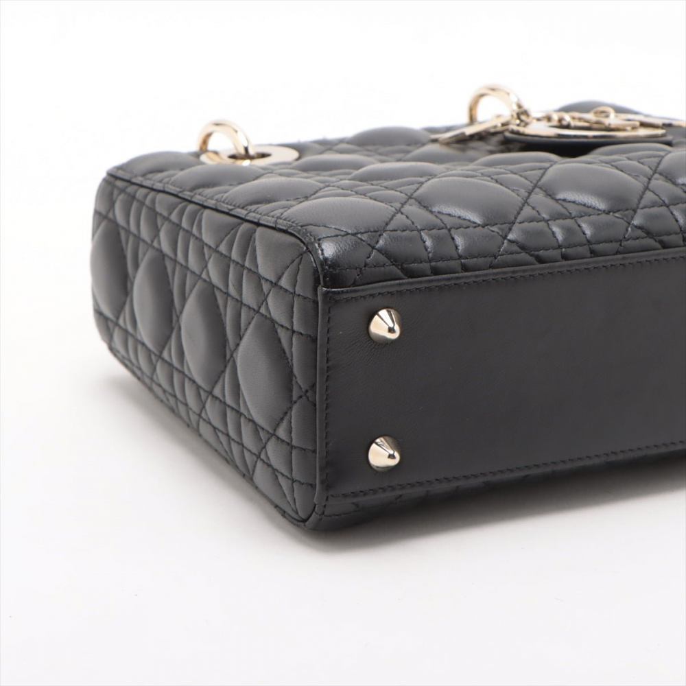 Christian Dior Lady Dior Small My ABCDior Cannage Lambskin Leather 2-Ways Tote Bag Black