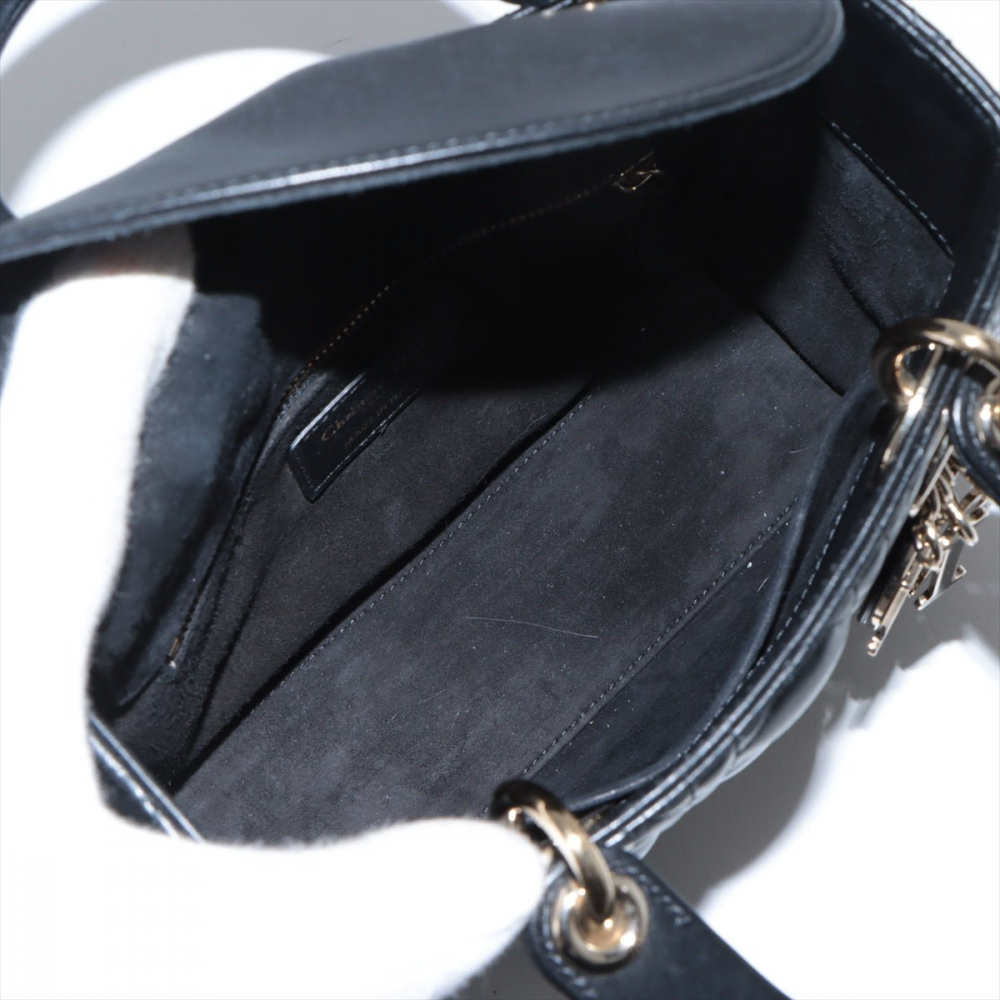 Christian Dior Lady Dior Small My ABCDior Cannage Lambskin Leather 2-Ways Tote Bag Black