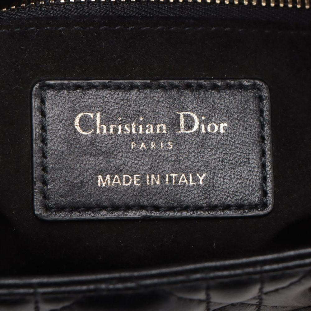 Christian Dior Lady Dior Small My ABCDior Cannage Lambskin Leather 2-Ways Tote Bag Black