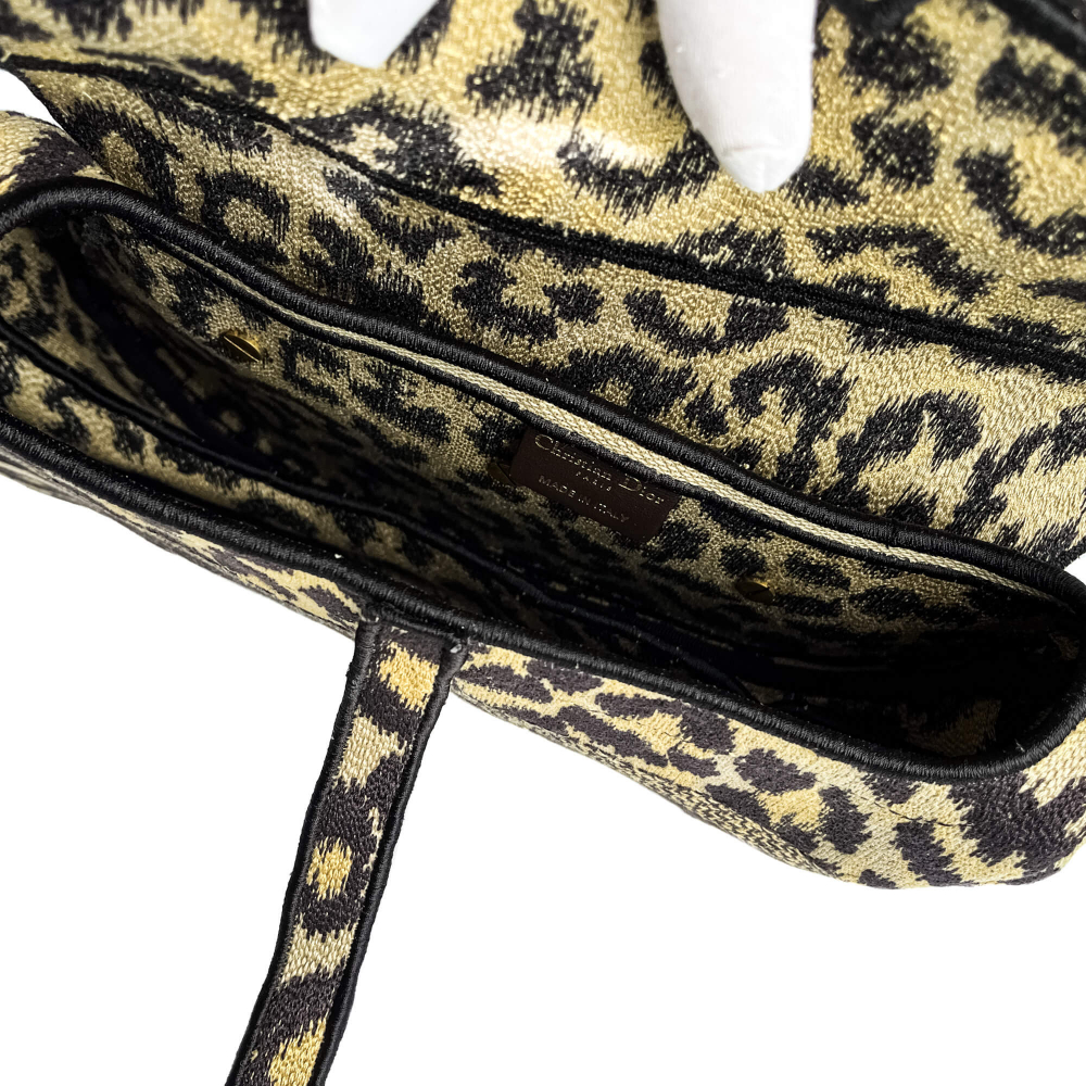 Christian Dior Saddle Canvas Saddle Handbag No Strap Black Mizza Embroidery Animal Print