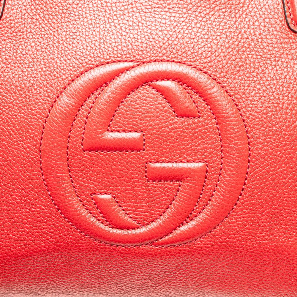 Gucci AB Gucci Red Calf Leather Small Soho Cellarius Satchel Italy