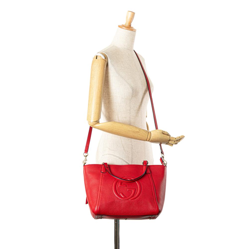 Gucci AB Gucci Red Calf Leather Small Soho Cellarius Satchel Italy