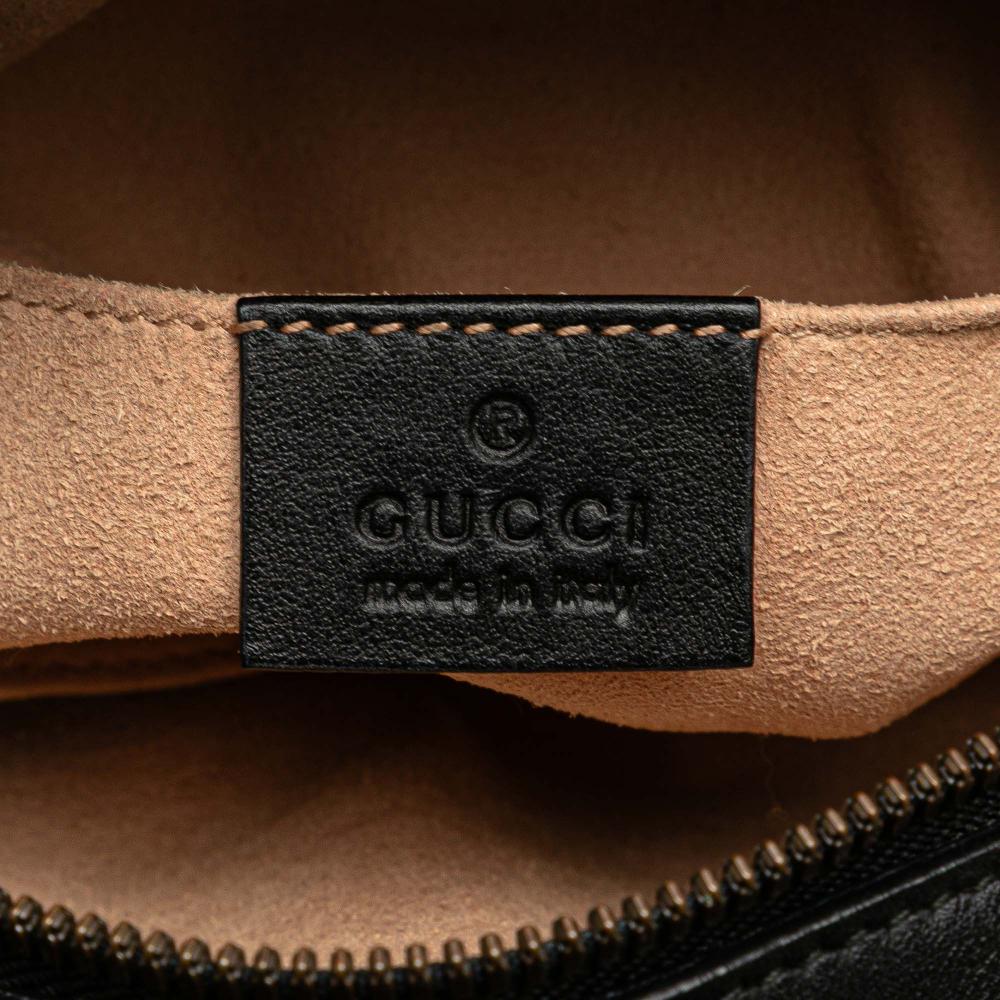 Gucci B Gucci Black Calf Leather GG Marmont Matelasse Animalier Belt Bag Italy