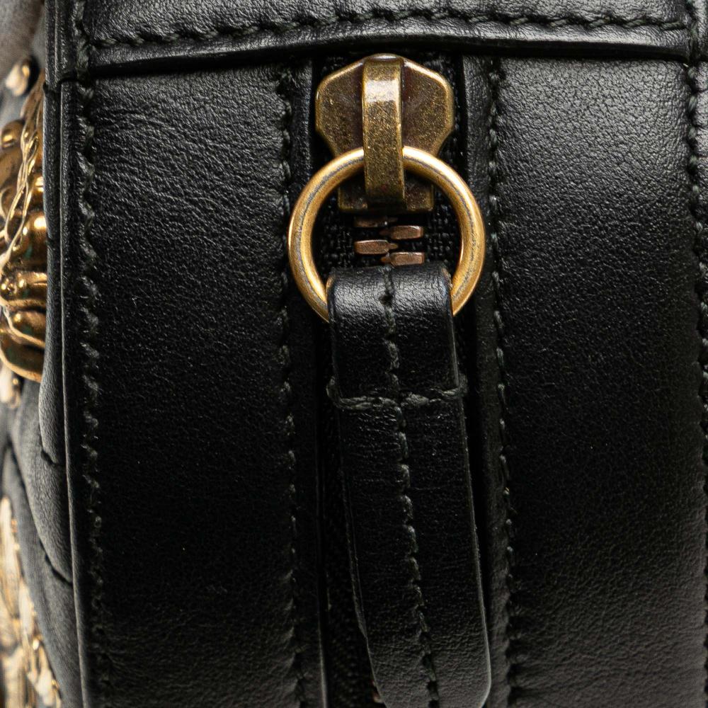 Gucci B Gucci Black Calf Leather GG Marmont Matelasse Animalier Belt Bag Italy